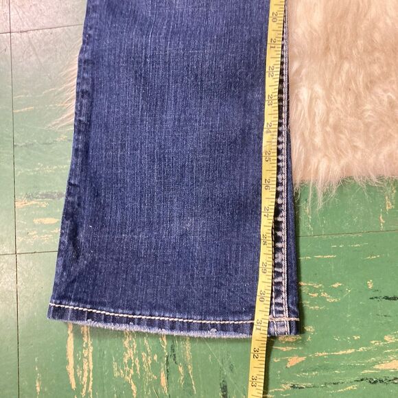 Silver Jeans Womens W29/L31 Blue Tuesday Bootcut Distressed Rip Cowgirl Chic - Picture 10 of 14